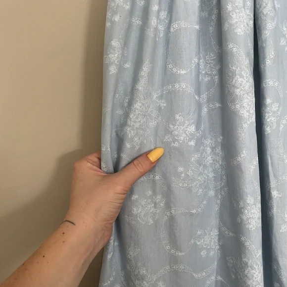 Vintage 80s Gunne Sax Skirt Blue Midi Prairie Floral - Picture 5 of 6